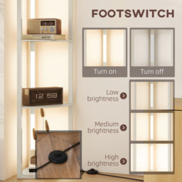 Portland 4 Shelf Oak Dimmable Warm White LED Corner Floor Lamp - Size: 163.5 x 29.5 x 41cm - Brown - Wilko - thumbnail 5