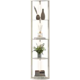 Portland 4 Shelf Oak Dimmable Warm White LED Corner Floor Lamp - Size: 163.5 x 29.5 x 41cm - Brown - Wilko - thumbnail 1