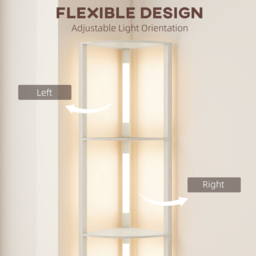 Portland 4 Shelf Oak Dimmable Warm White LED Corner Floor Lamp - Size: 163.5 x 29.5 x 41cm - Brown - Wilko - thumbnail 7