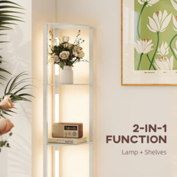 Portland 4 Shelf Oak Dimmable Warm White LED Corner Floor Lamp - Size: 163.5 x 29.5 x 41cm - Brown - Wilko - thumbnail 6