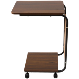 Living and Home Dark Walnut and Black C-Shape Side Table with Lockable Castors - Size: 61 x 40 x 30cm - Wilko - thumbnail 4