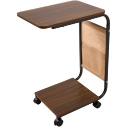 Living and Home Dark Walnut and Black C-Shape Side Table with Lockable Castors - Size: 61 x 40 x 30cm - Wilko - thumbnail 3
