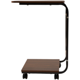 Living and Home Dark Walnut and Black C-Shape Side Table with Lockable Castors - Size: 61 x 40 x 30cm - Wilko - thumbnail 5