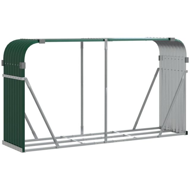 vidaXL Green Galvanised Steel Firewood Log Holder 100 x 180 x 45cm - Wilko - image 1
