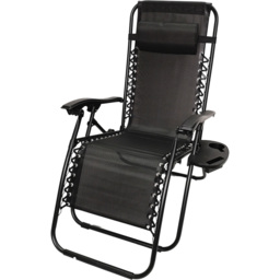 Samuel Alexander Black Reclining Textoline Garden Lounger - Size: 1 Seater - Wilko - thumbnail 3