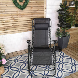 Samuel Alexander Black Reclining Textoline Garden Lounger - Size: 1 Seater - Wilko - thumbnail 5