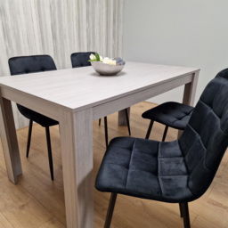 Portland 4 Seater Velvet Dining Set Grey and Black - Wilko - thumbnail 5