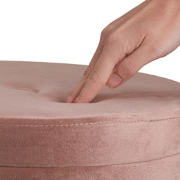 tectake Ava Rose Velvet Look Padded Round Stool with Storage - Size: 44.5 x 37.5 x 37.5cm - Pink - Wilko - thumbnail 7
