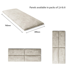 Aspire EasyMount Pearl Mirazzi Velvet Upholstered Wall Mounted Headboard Panels 2 Pack - Cream - Aspire Beds - Wilko - thumbnail 6