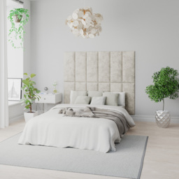 Aspire EasyMount Pearl Mirazzi Velvet Upholstered Wall Mounted Headboard Panels 2 Pack - Cream - Aspire Beds - Wilko - thumbnail 5