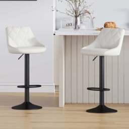 Stanley Cream Height Adjustable Kitchen Bar Stool with Footrest Set of 2 - MCC - Wilko