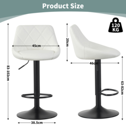 Stanley Cream Height Adjustable Kitchen Bar Stool with Footrest Set of 2 - MCC - Wilko - thumbnail 6