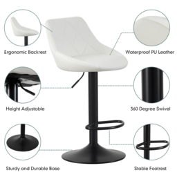 Stanley Cream Height Adjustable Kitchen Bar Stool with Footrest Set of 2 - MCC - Wilko - thumbnail 4