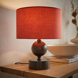 ValueLights Anthony Rust Drum Shade Candlestick LED Table Lamp with Bulb - Size: 32 x 25 x 25cm - Brown - Wilko - thumbnail 4