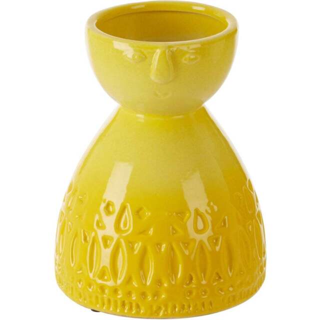 Premier Housewares Yellow Mimo Ceramic Vase Small - Size: 14 x 14 x 17cm - Wilko - image 1