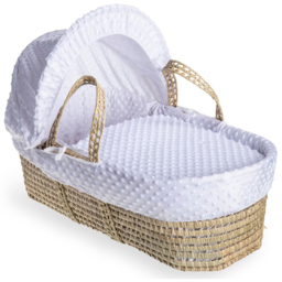 Clair De Lune White Dimple Palm Moses Basket with Folding Stand - Size: 68 x 28 x 74cm - Wilko - thumbnail 4