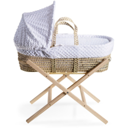 Clair De Lune White Dimple Palm Moses Basket with Folding Stand - Size: 68 x 28 x 74cm - Wilko - thumbnail 6