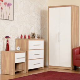 Seconique Seville White Gloss Light Oak 3 Piece Bedroom Furniture Set - Wilko - thumbnail 1