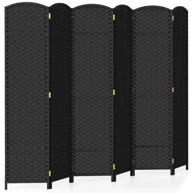 Costway 6 Panel Black Hand Woven Folding Room Divider - Size: 175 x 45 x 17cm - Wilko - image 1