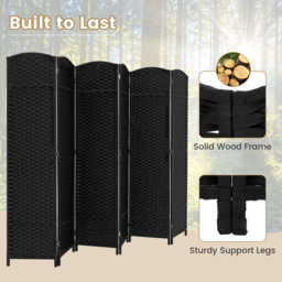 Costway 6 Panel Black Hand Woven Folding Room Divider - Size: 175 x 45 x 17cm - Wilko - thumbnail 7