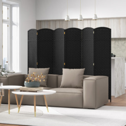 Costway 6 Panel Black Hand Woven Folding Room Divider - Size: 175 x 45 x 17cm - Wilko - thumbnail 3