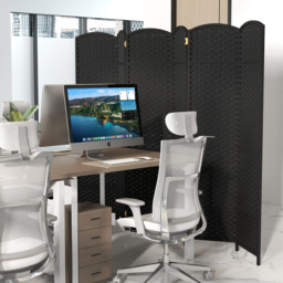 Costway 6 Panel Black Hand Woven Folding Room Divider - Size: 175 x 45 x 17cm - Wilko - thumbnail 4