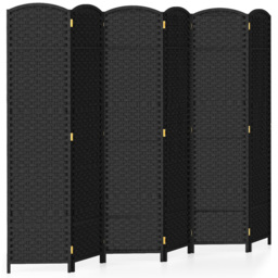 Costway 6 Panel Black Hand Woven Folding Room Divider - Size: 175 x 45 x 17cm - Wilko