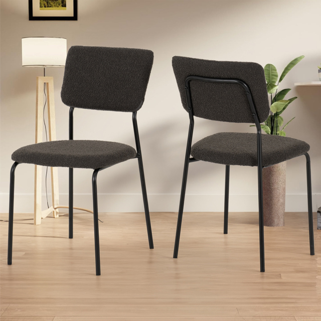Seconique Sheldon Set of 4 Grey Boucle Fabric Dining Chair - Wilko - image 1