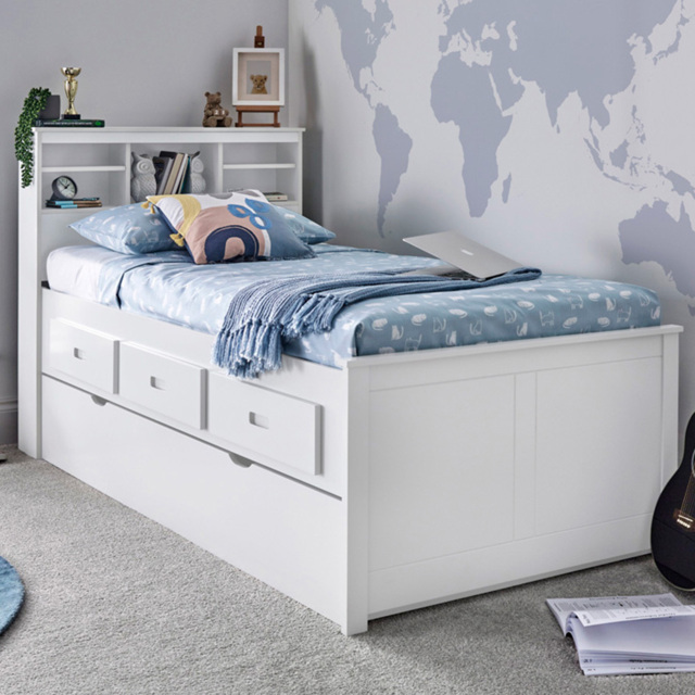 Veera Single White Guest Bed and Trundle - Bedmaster - Wilko - image 1
