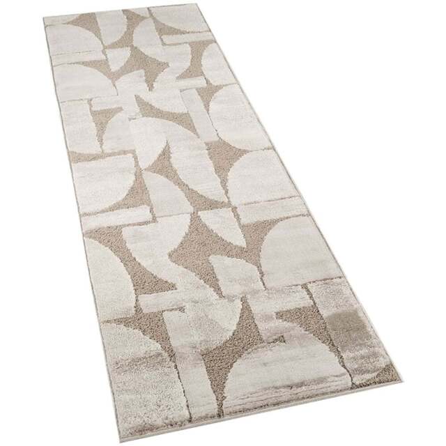 Desire Rugs Hamilton Mocha Abstract Motif Rug 60 x 220cm - Size: 220 x 60 x 1.3cm - Brown - Wilko - image 1