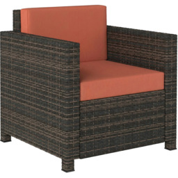 Outsunny Rattan Brown and Orange Cushioned Garden Armchair - Size: 80 x 75 x 70cm - Mixed Brown/Orange - Wilko - thumbnail 3