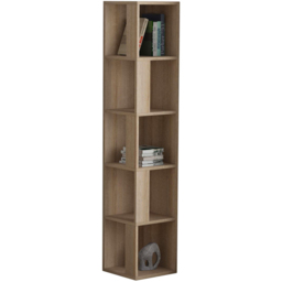 Decortie Piano 5 Shelf Natural Oak Effect Modern Corner Bookcase - Cream - Wilko - thumbnail 3