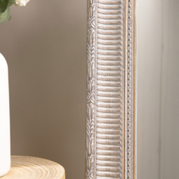 Iyla Carved Washed Wooden Mirror - Wilko - thumbnail 4
