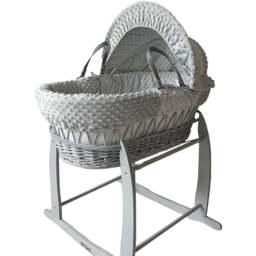Clair De Lune Grey Dimple Grey Wicker Moses Basket with Rocking Stand - Size: 68 x 68 x 30cm - Wilko - thumbnail 1