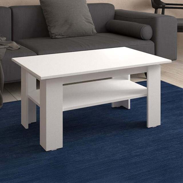Shefa Line Element 900 Single Shelf White Coffee Table - Size: 43 x 90 x 55cm - Wilko - image 1