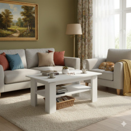 Shefa Line Element 900 Single Shelf White Coffee Table - Size: 43 x 90 x 55cm - Wilko - thumbnail 5