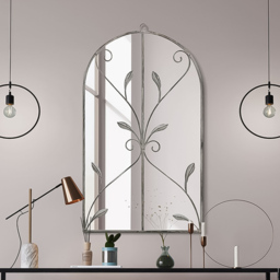 The Arcus Concrete Colour Arched Wall Mirror 80 x 46cm - Grey - MirrorOutlet - Wilko - thumbnail 4