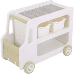 Costway 2-in-1 Kids White Car Shaped Toy Cabinet with Storage Basket - Size: 73 x 42 x 55cm - Wilko