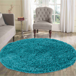 Desire Rugs Oxford Teal Plain Round Shaggy Rug 120 x 120cm - Wilko - thumbnail 3