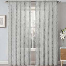 Velosso Tufted Grey Mariella Sheer Voile Panel Curtain 150 x 122cm - Size: W 150 x D 122cm - Wilko