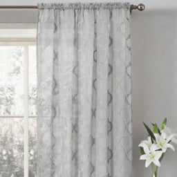 Velosso Tufted Grey Mariella Sheer Voile Panel Curtain 150 x 122cm - Size: W 150 x D 122cm - Wilko - thumbnail 3