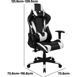 FWStyle X20 Black and White Faux Leather Racer Style Deluxe Gaming Chair - Size: 129.5 x 73.6 x 73.6cm - Wilko - thumbnail 7