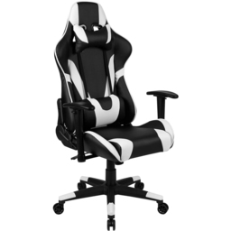 FWStyle X20 Black and White Faux Leather Racer Style Deluxe Gaming Chair - Size: 129.5 x 73.6 x 73.6cm - Wilko - thumbnail 3