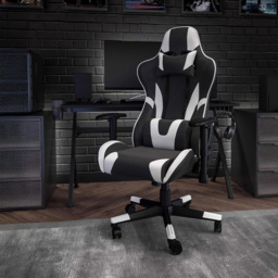 FWStyle X20 Black and White Faux Leather Racer Style Deluxe Gaming Chair - Size: 129.5 x 73.6 x 73.6cm - Wilko - thumbnail 5