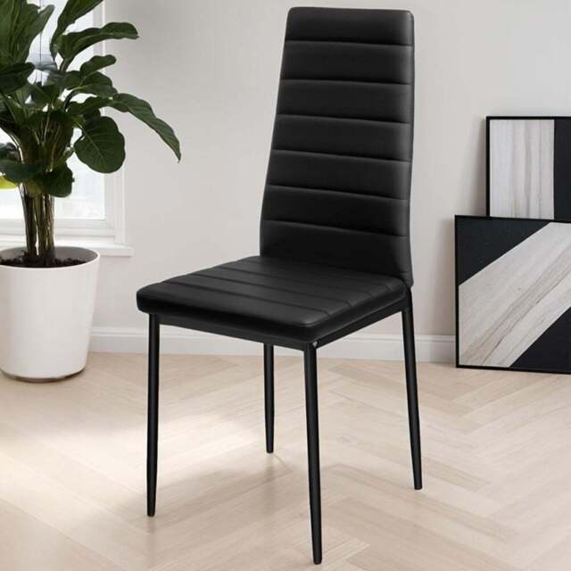 tectake Set of 6 Black High Backrest Padded Dining Chair - Wilko - image 1