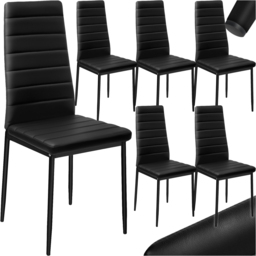 tectake Set of 6 Black High Backrest Padded Dining Chair - Wilko - thumbnail 3