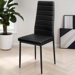 tectake Set of 6 Black High Backrest Padded Dining Chair - Wilko - thumbnail 1
