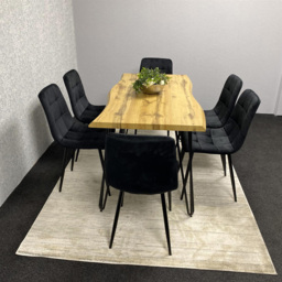 Kosy Koala 6 Seater Velvet Wooden Dining Set Black - Multi - Wilko - thumbnail 7