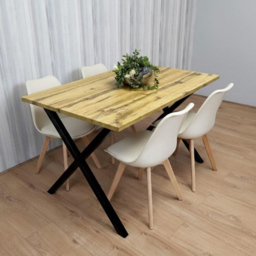 Portland Kosy Koala 4 Seater Dining Set Wood Effect and Cream - Brown - Wilko - thumbnail 5