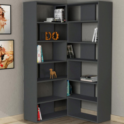 Decortie Molly No.4 12 Shelf Anthracite Grey Tall Corner Bookcase - Wilko